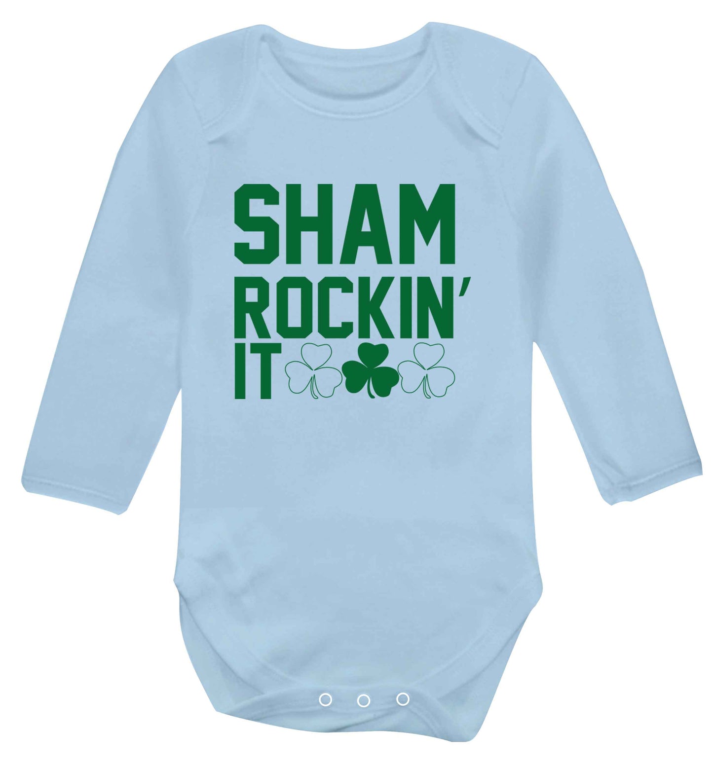 Shamrockin' it baby vest long sleeved pale blue 6-12 months