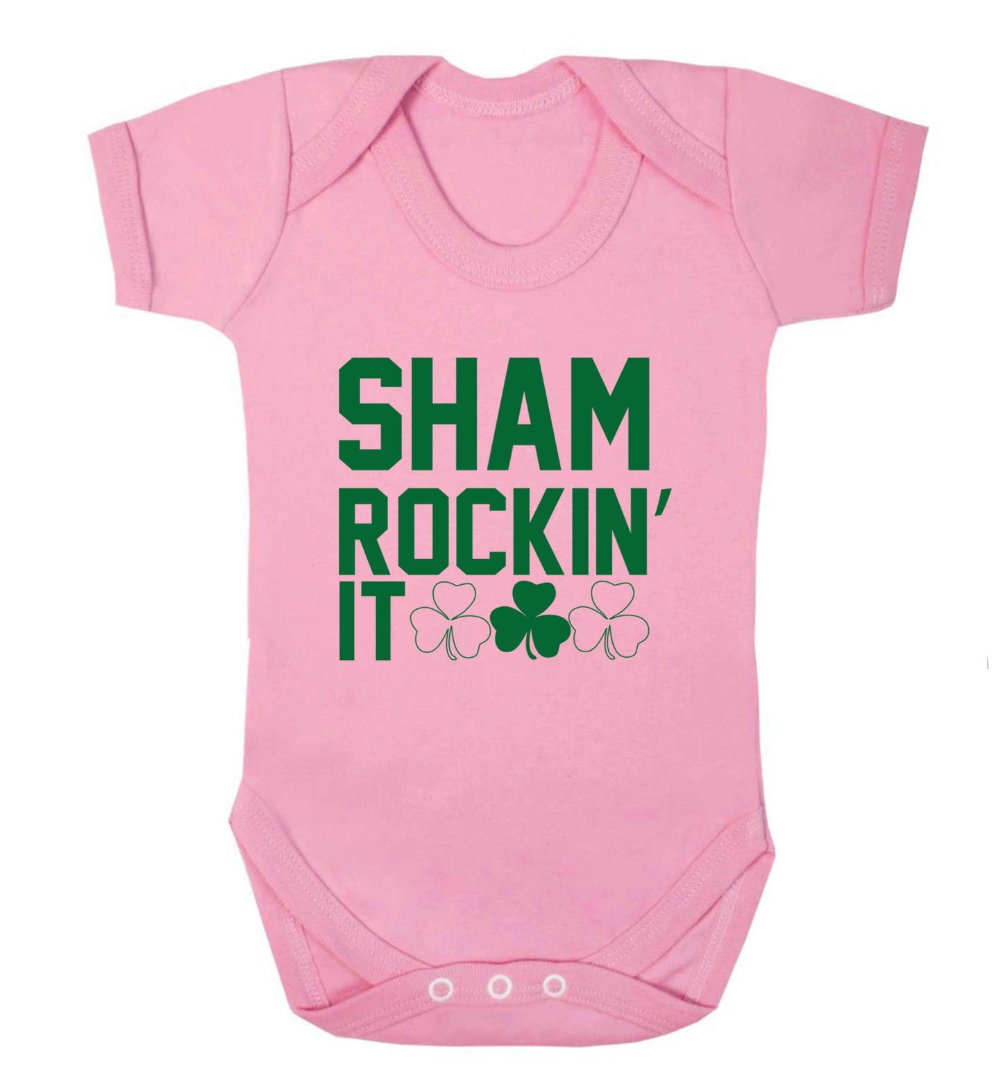 Shamrockin' it baby vest pale pink 18-24 months