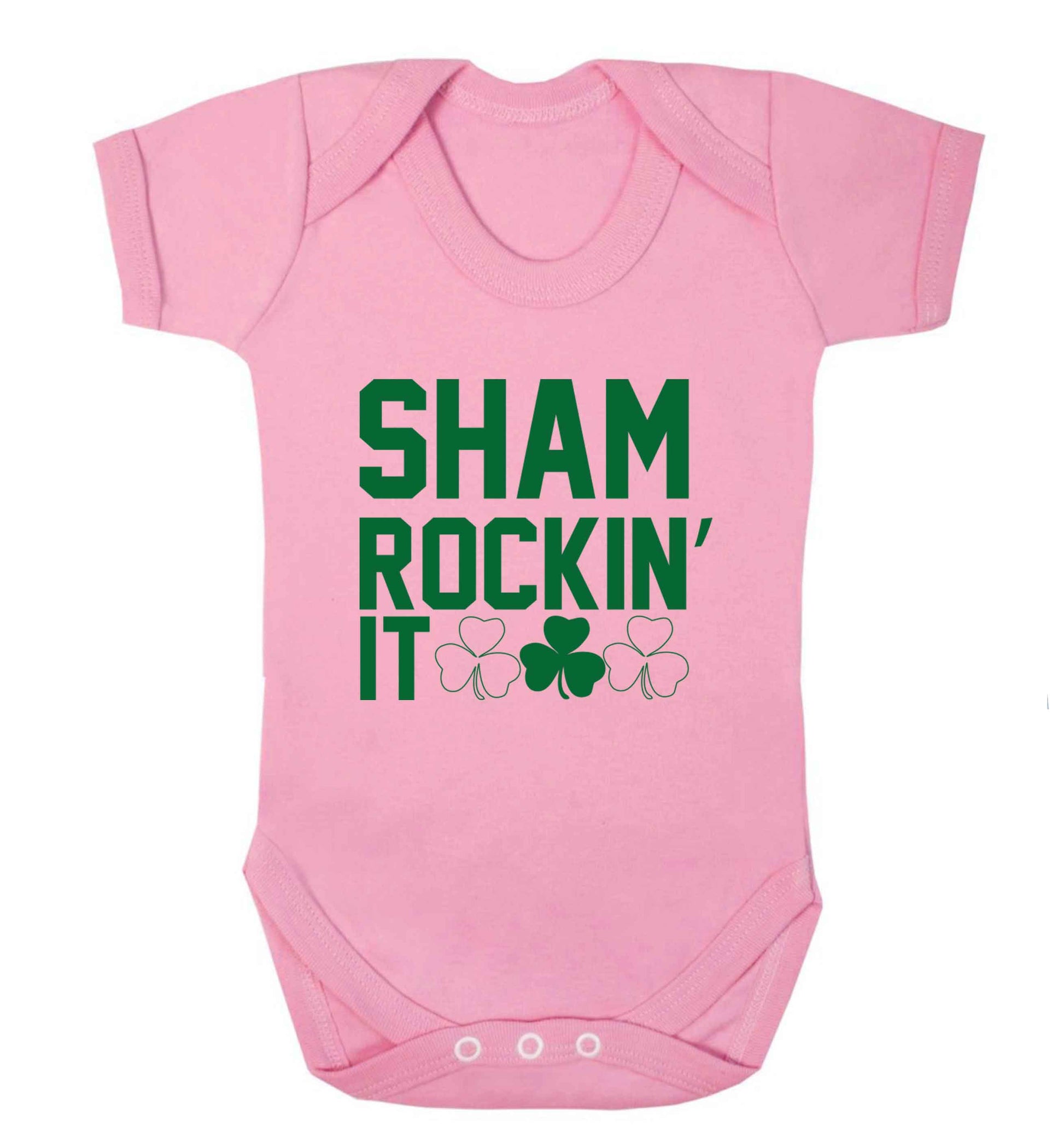 Shamrockin' it baby vest pale pink 18-24 months