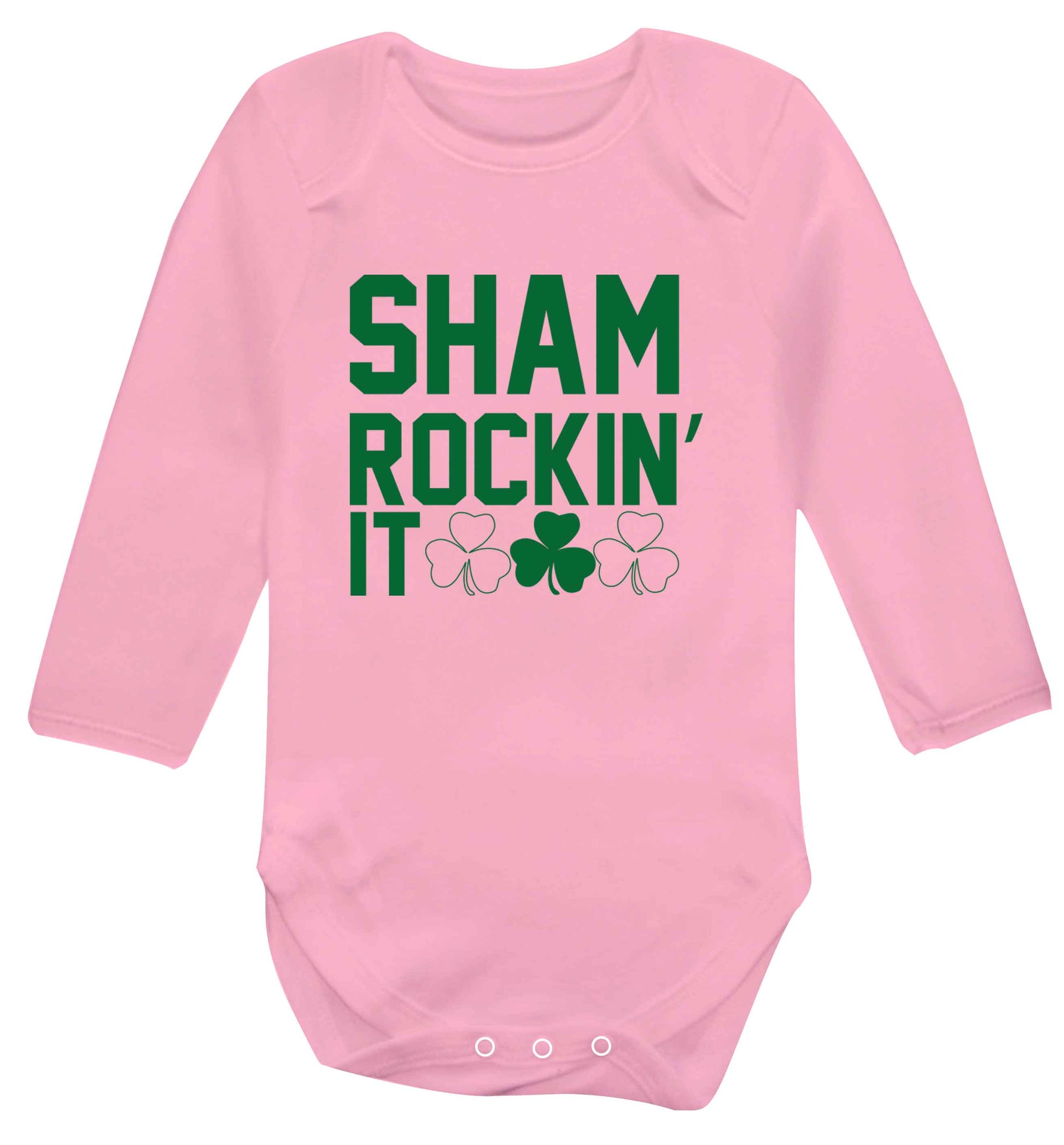 Shamrockin' it baby vest long sleeved pale pink 6-12 months