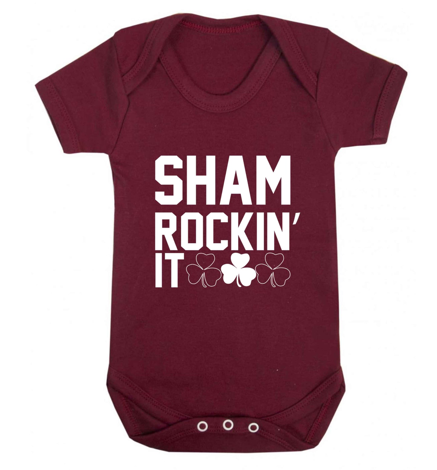 Shamrockin' it baby vest maroon 18-24 months