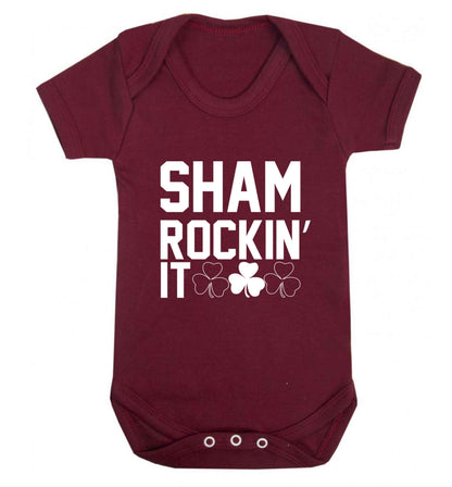 Shamrockin' it baby vest maroon 18-24 months