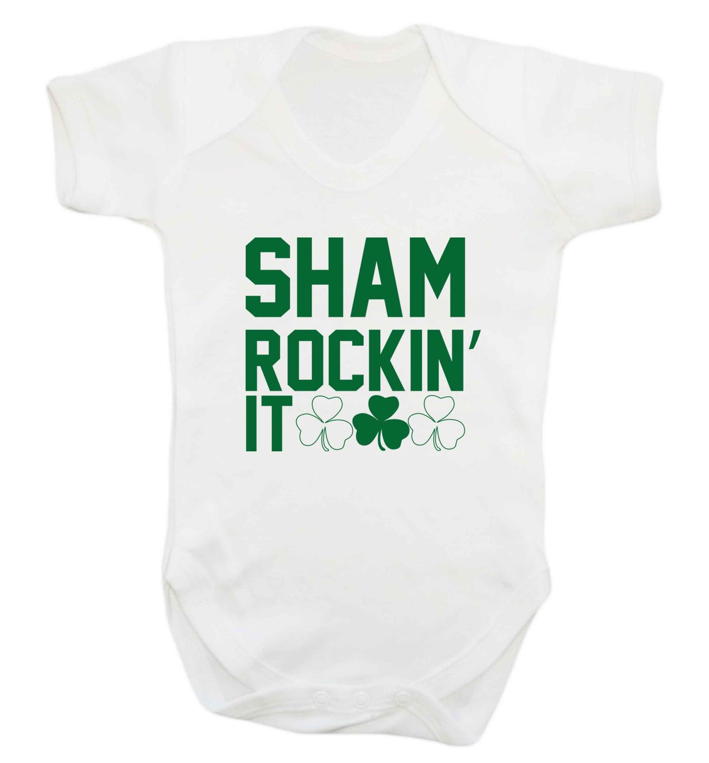 Shamrockin' it baby vest white 18-24 months