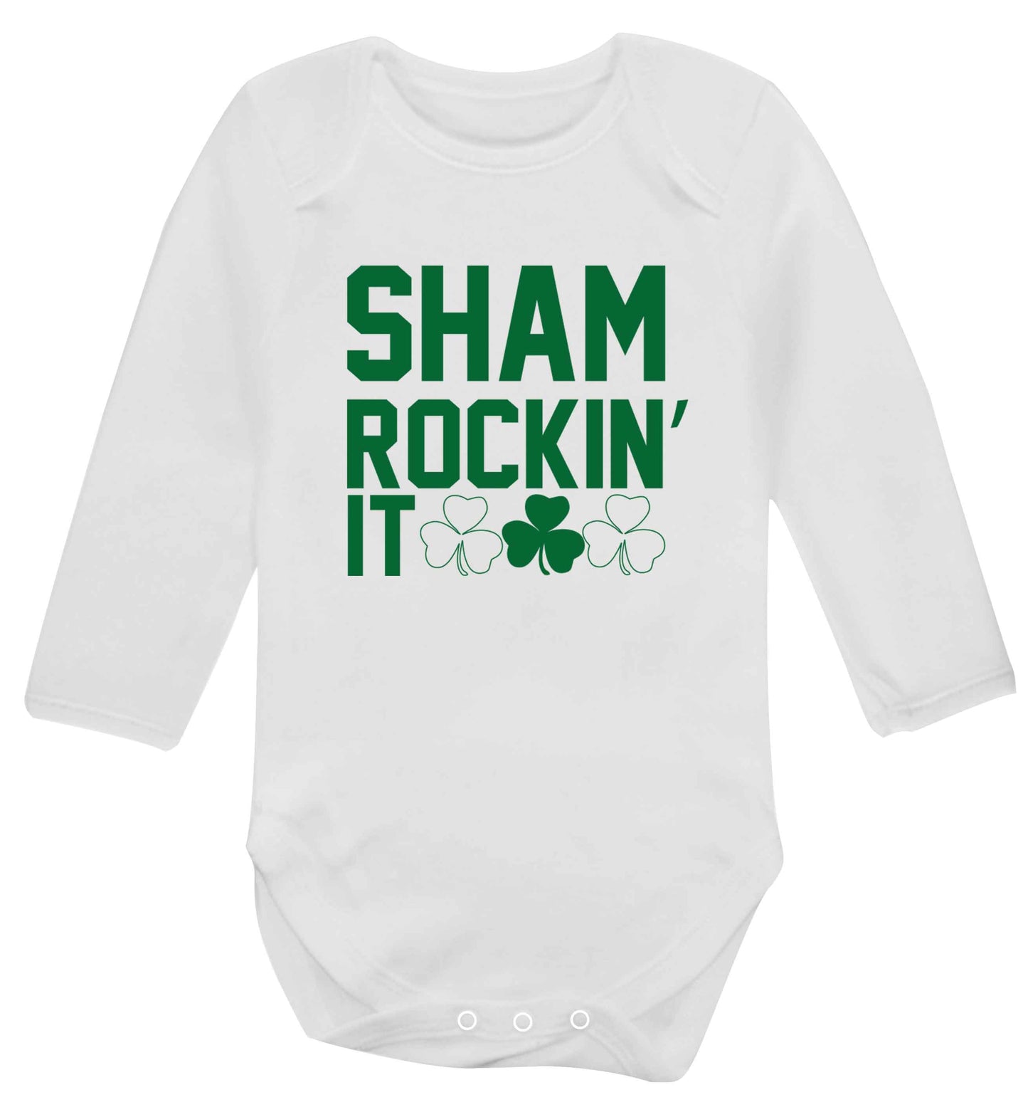Shamrockin' it baby vest long sleeved white 6-12 months