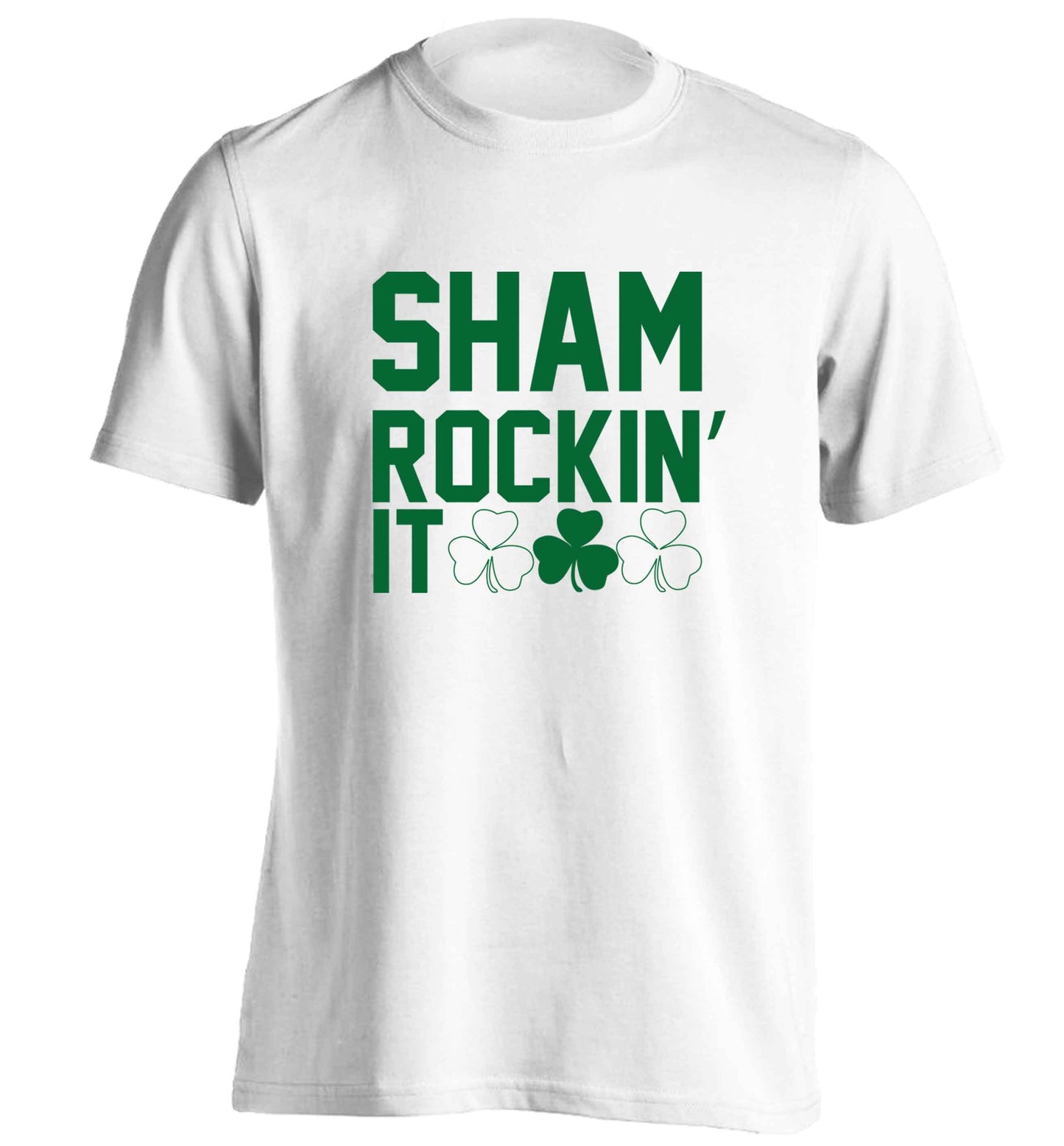Shamrockin' it adults unisex white Tshirt 2XL