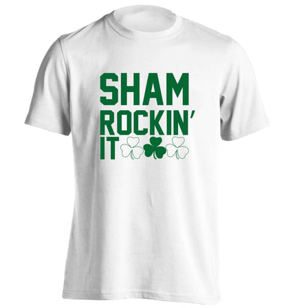 Shamrockin' it adults unisex white Tshirt 2XL