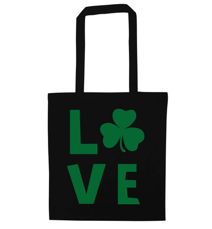 Shamrock love black tote bag