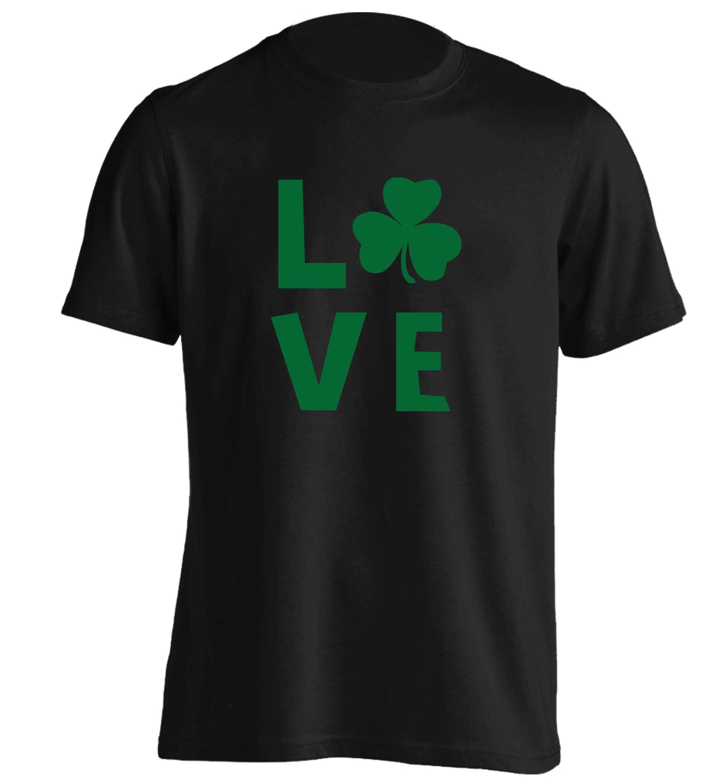 Shamrock love adults unisex black Tshirt 2XL