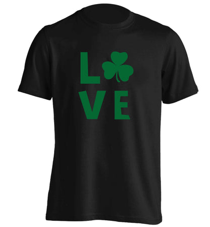 Shamrock love adults unisex black Tshirt 2XL