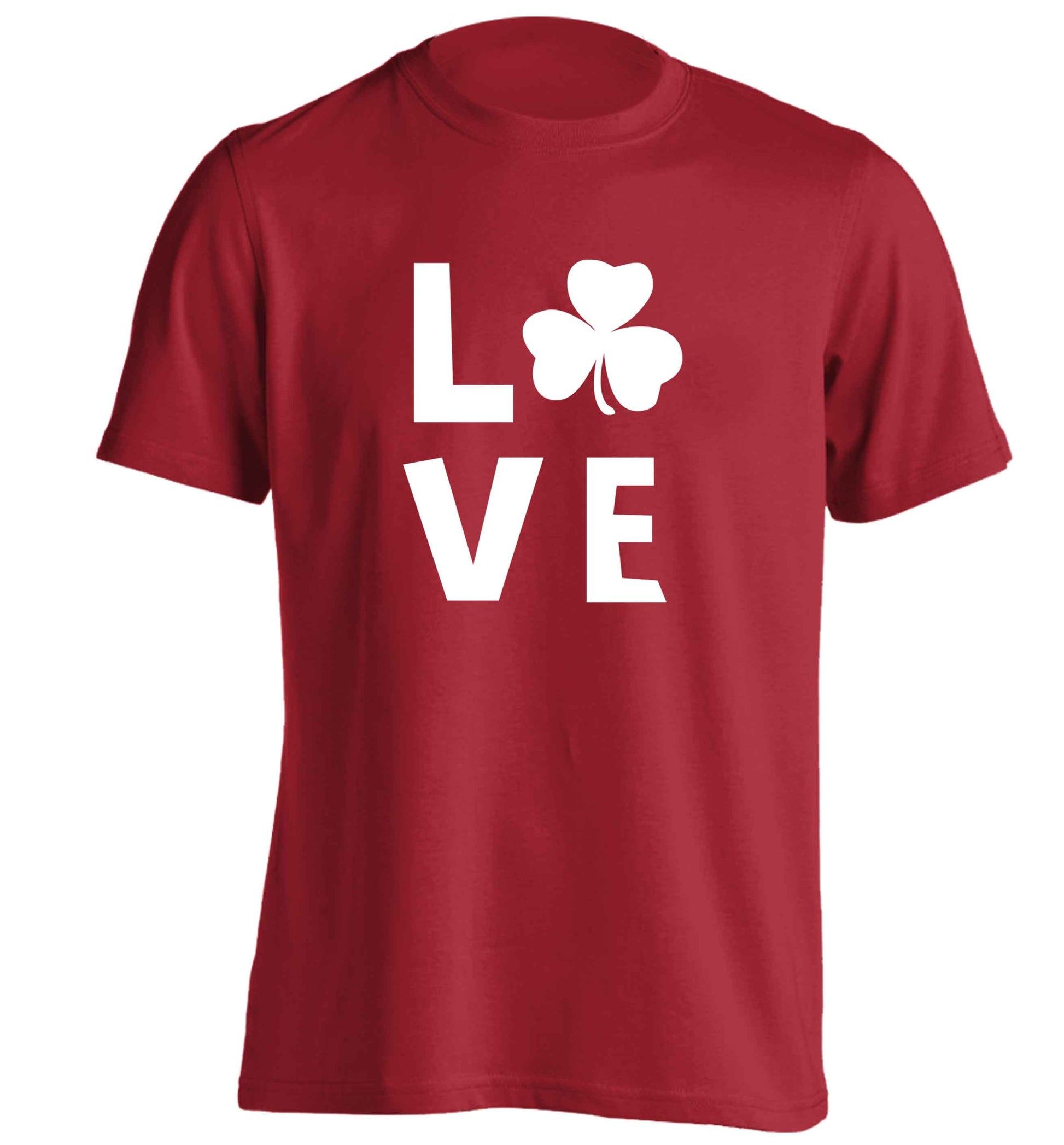 Shamrock love adults unisex red Tshirt 2XL
