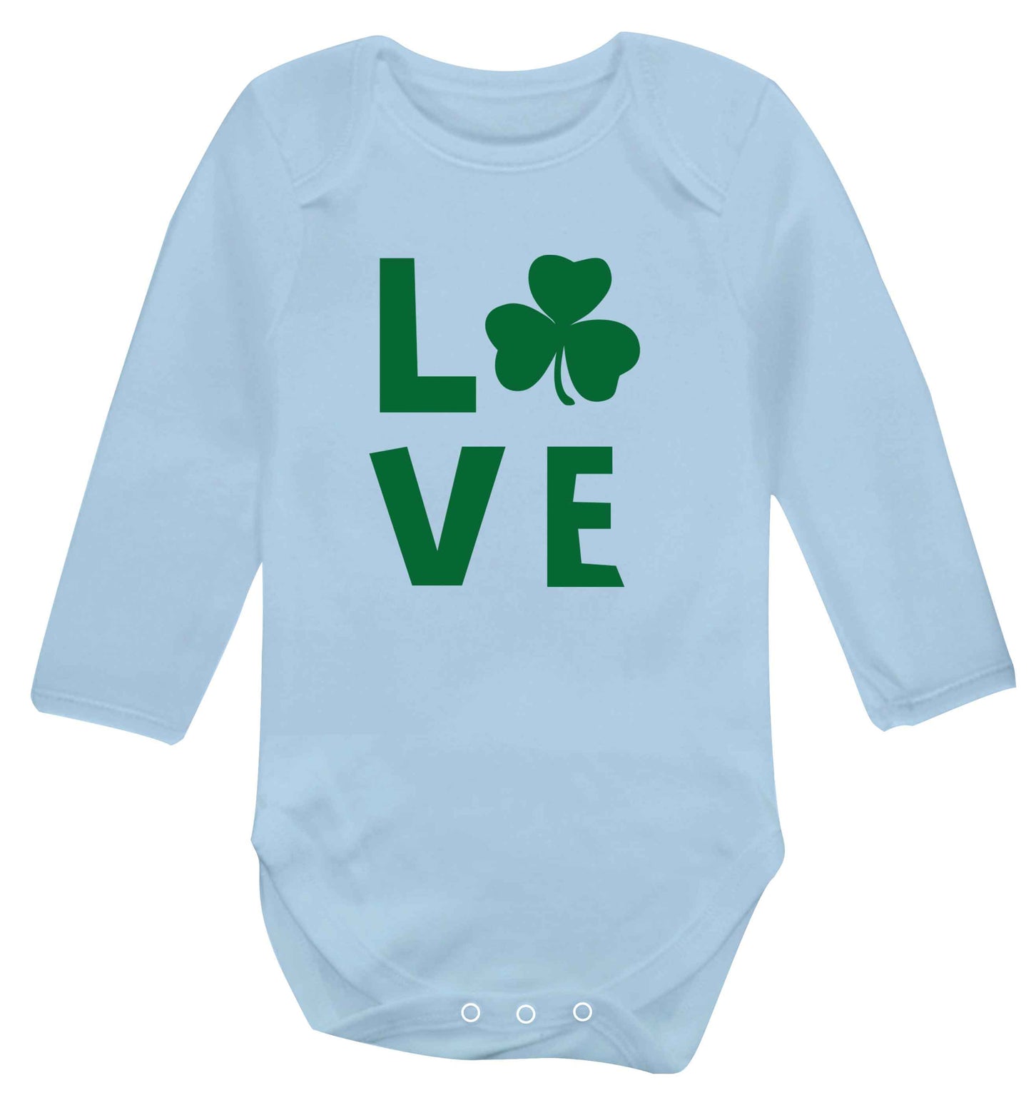 Shamrock love baby vest long sleeved pale blue 6-12 months