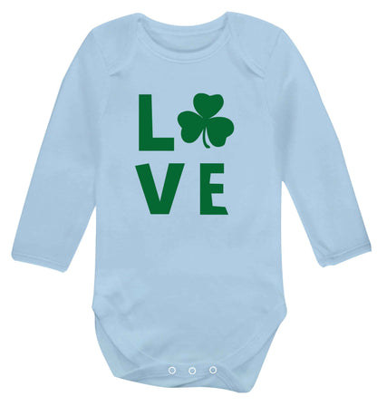Shamrock love baby vest long sleeved pale blue 6-12 months