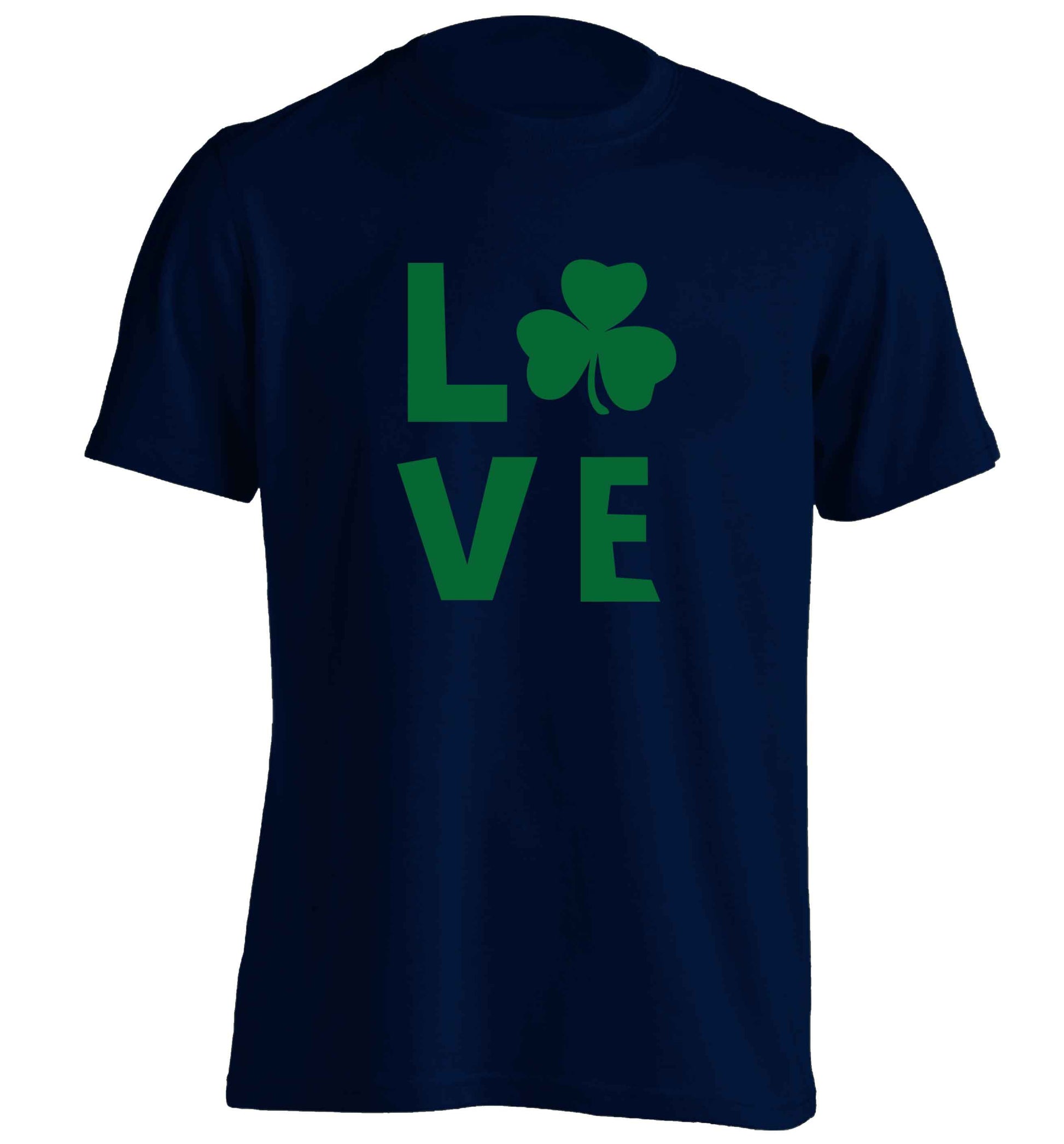 Shamrock love adults unisex navy Tshirt 2XL