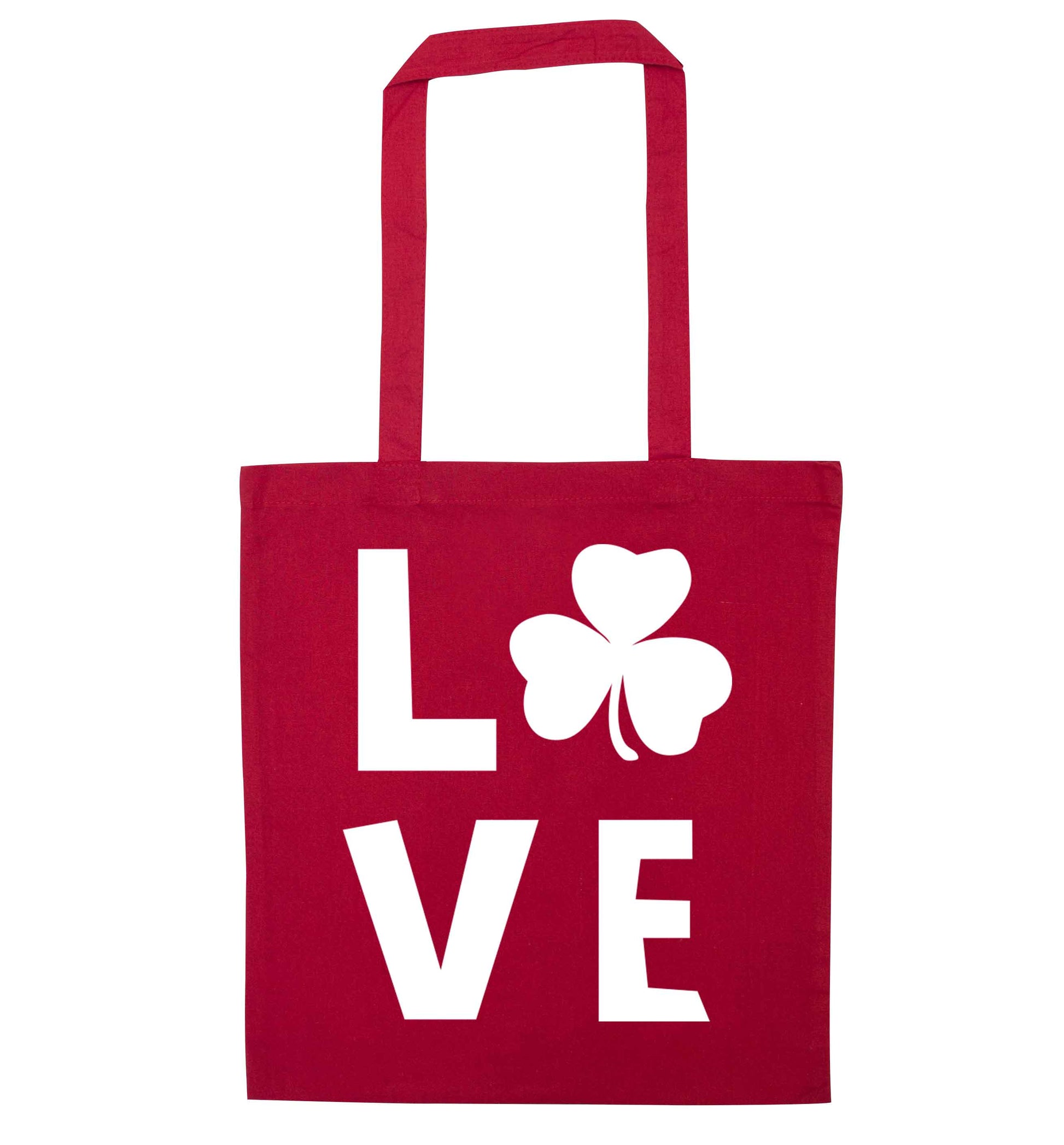 Shamrock love red tote bag