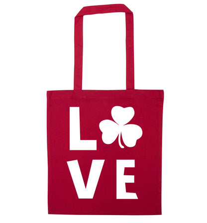 Shamrock love red tote bag