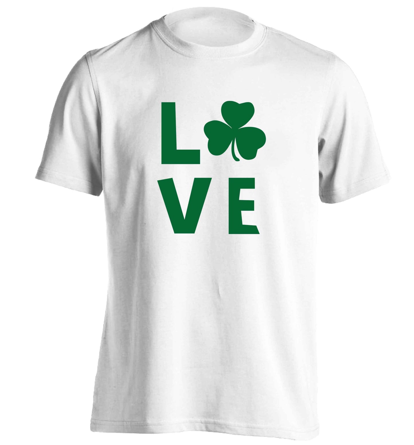 Shamrock love adults unisex white Tshirt 2XL