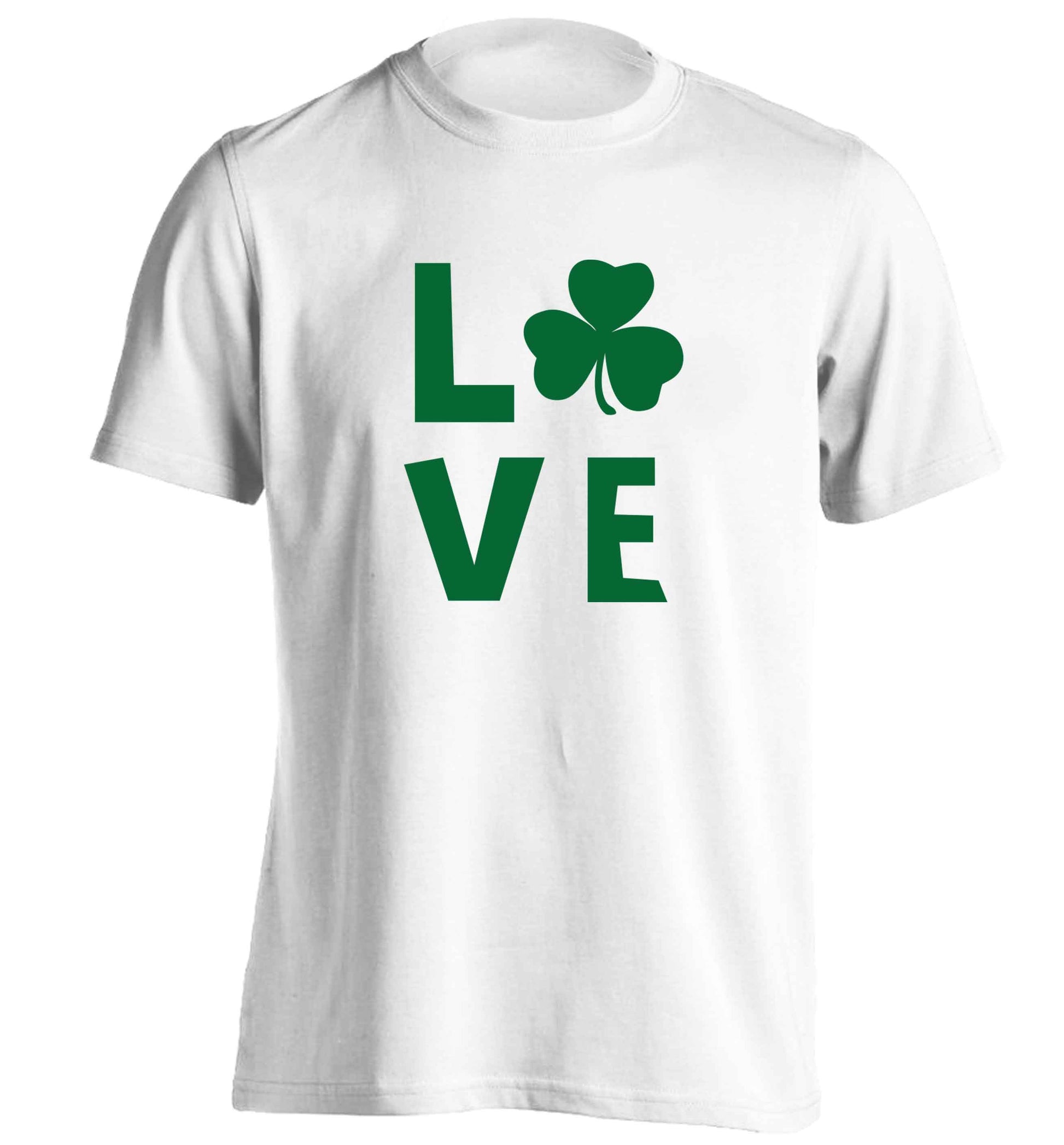 Shamrock love adults unisex white Tshirt 2XL