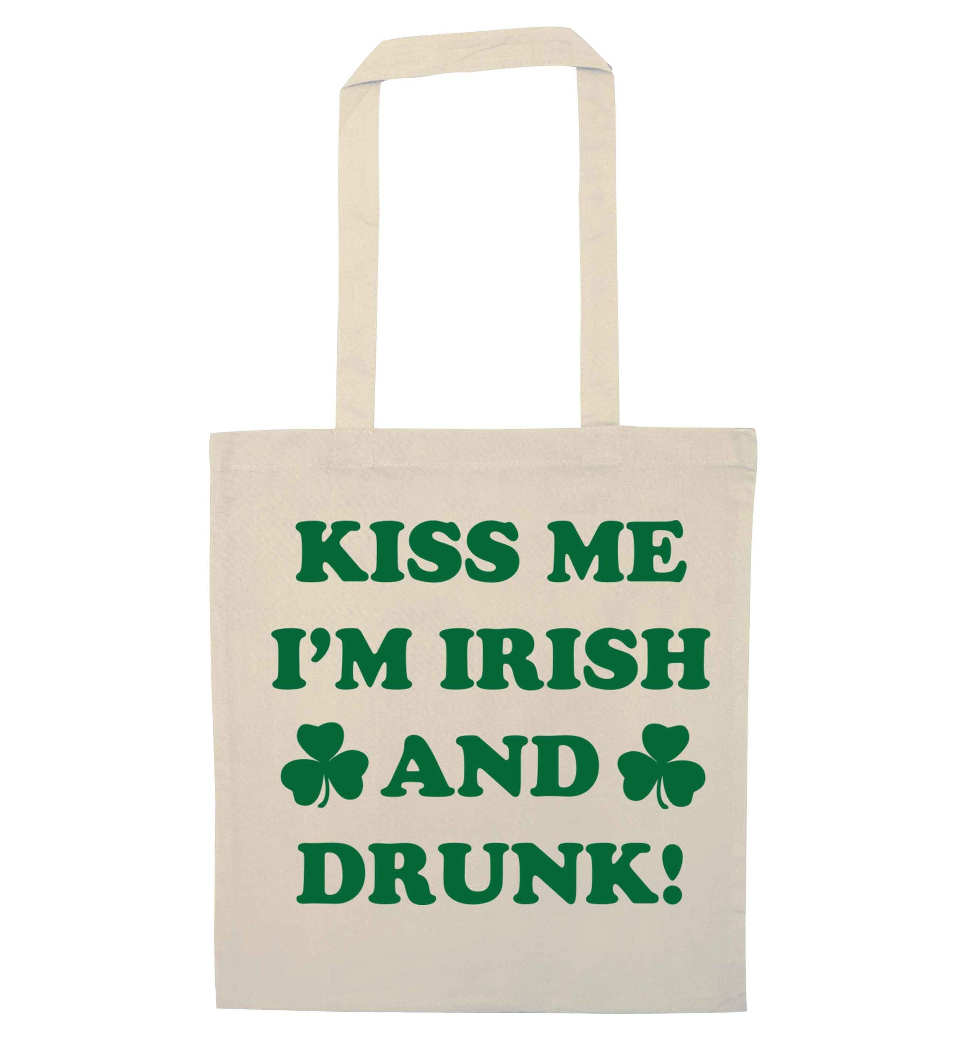 Kiss me I'm Irish and drunk natural tote bag