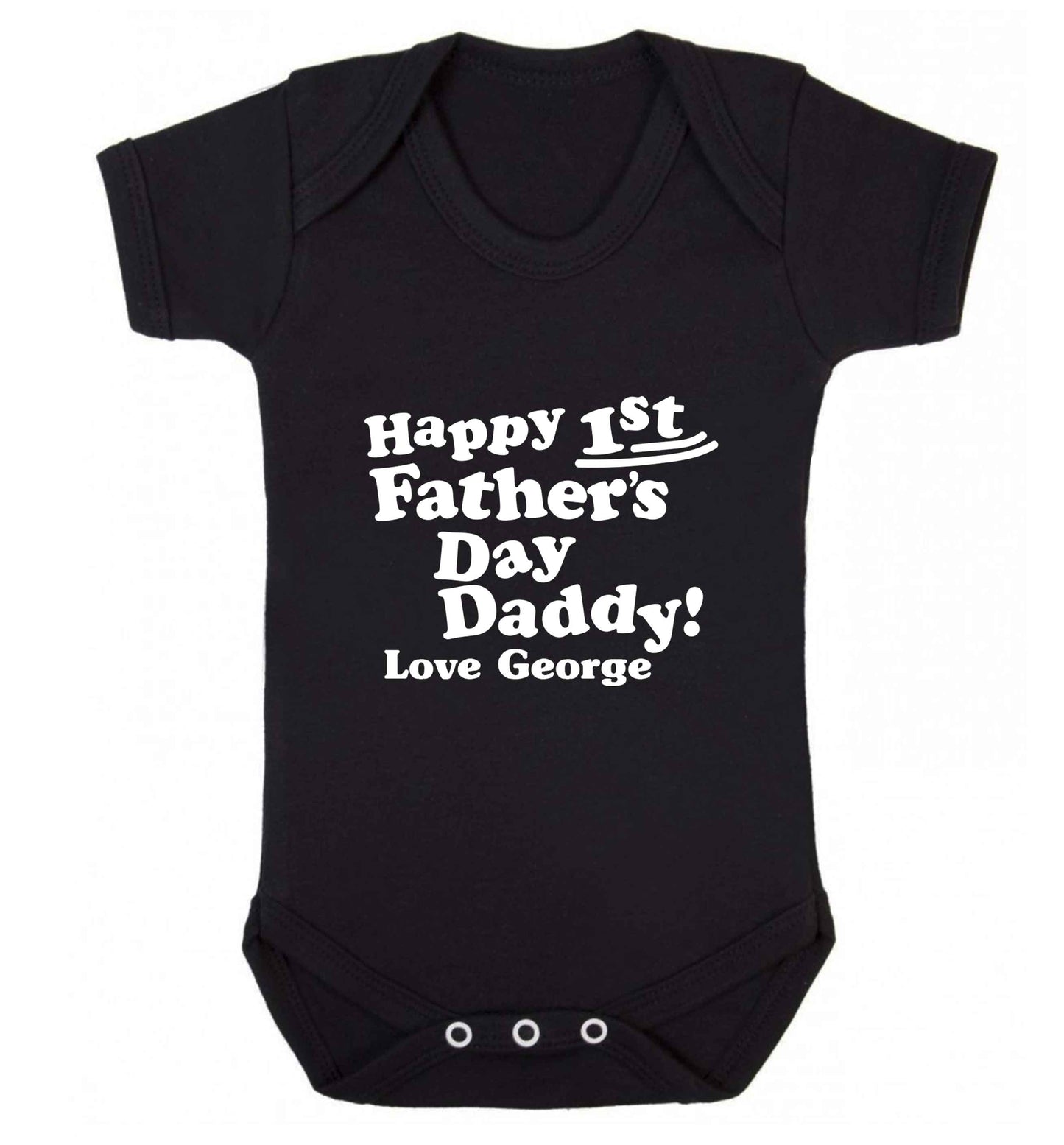 Personalised Happy first father's day daddy  baby vest black 18-24 months