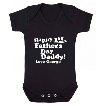 Personalised Happy first father's day daddy  baby vest black 18-24 months