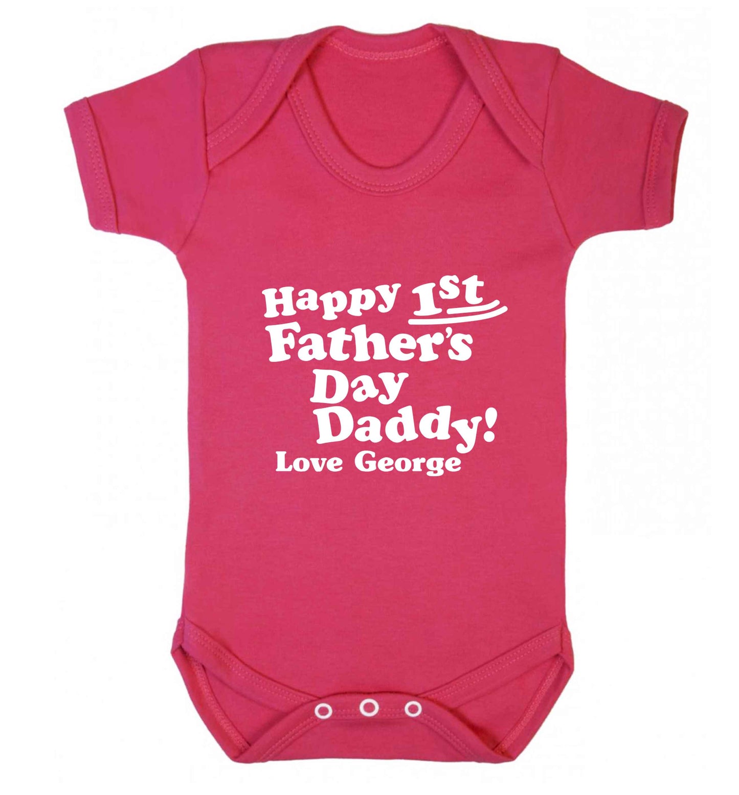 Personalised Happy first father's day daddy  baby vest dark pink 18-24 months