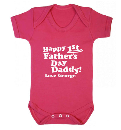 Personalised Happy first father's day daddy  baby vest dark pink 18-24 months