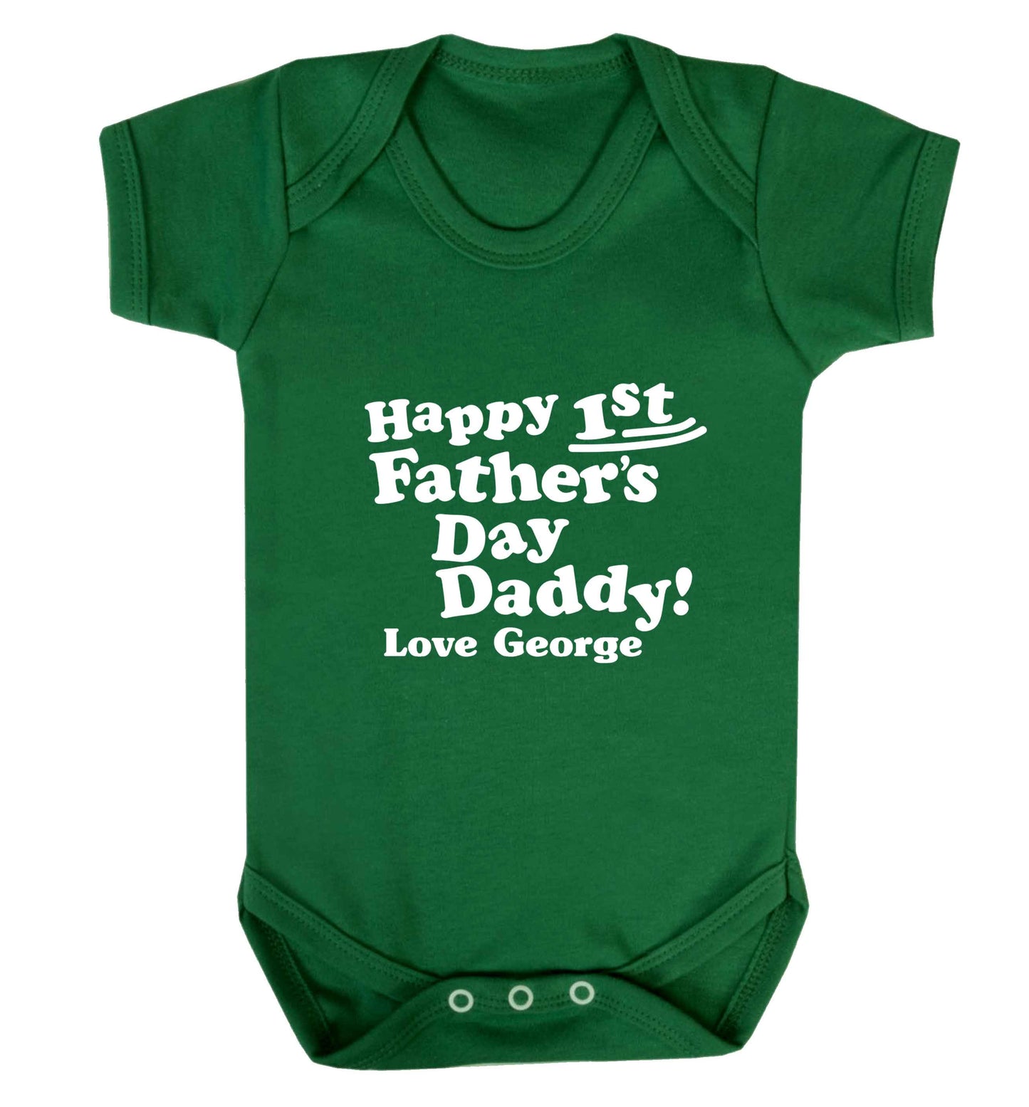 Personalised Happy first father's day daddy  baby vest green 18-24 months
