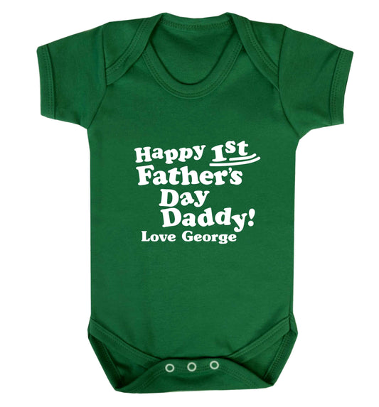 Personalised Happy first father's day daddy  baby vest green 18-24 months