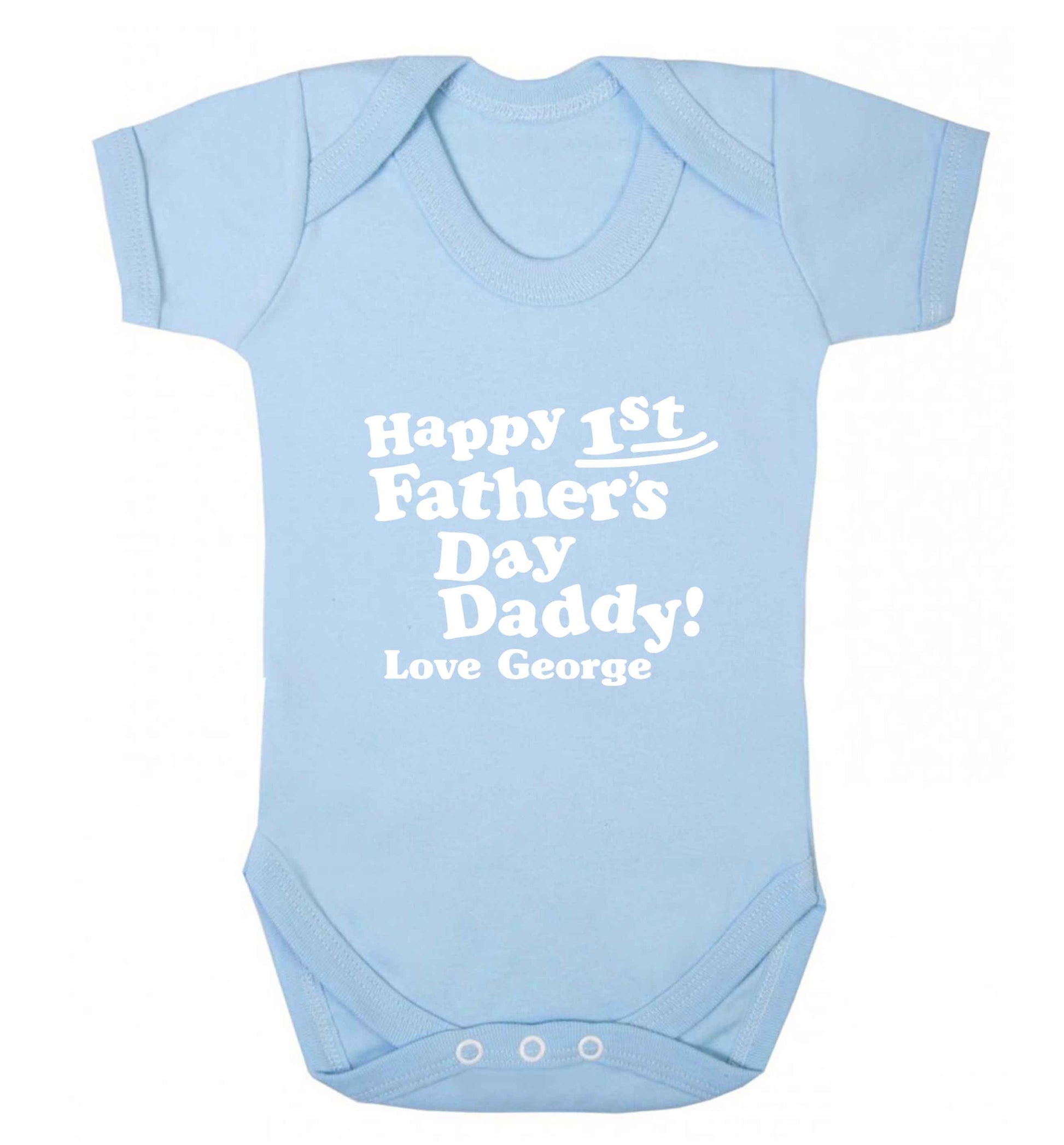 Personalised Happy first father's day daddy  baby vest pale blue 18-24 months