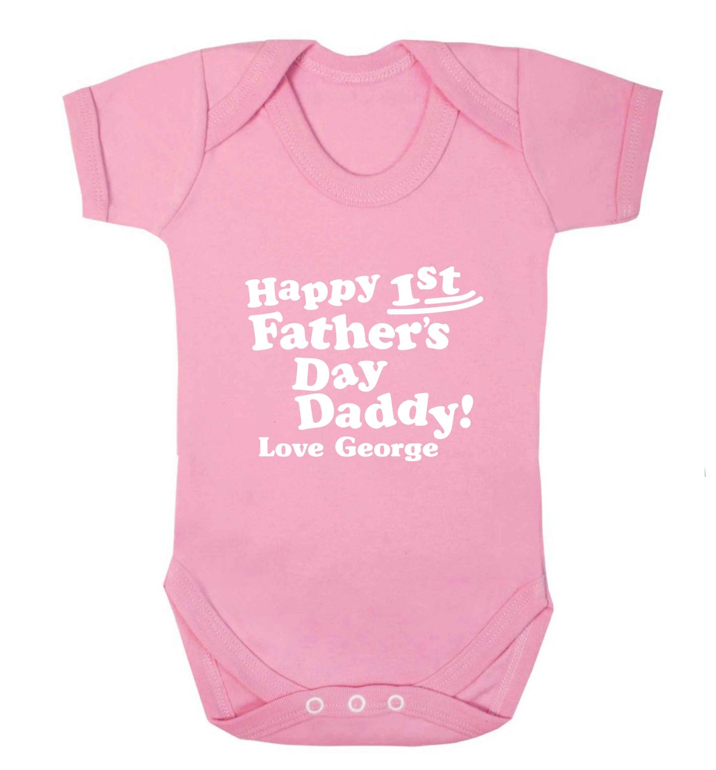 Personalised Happy first father's day daddy  baby vest pale pink 18-24 months
