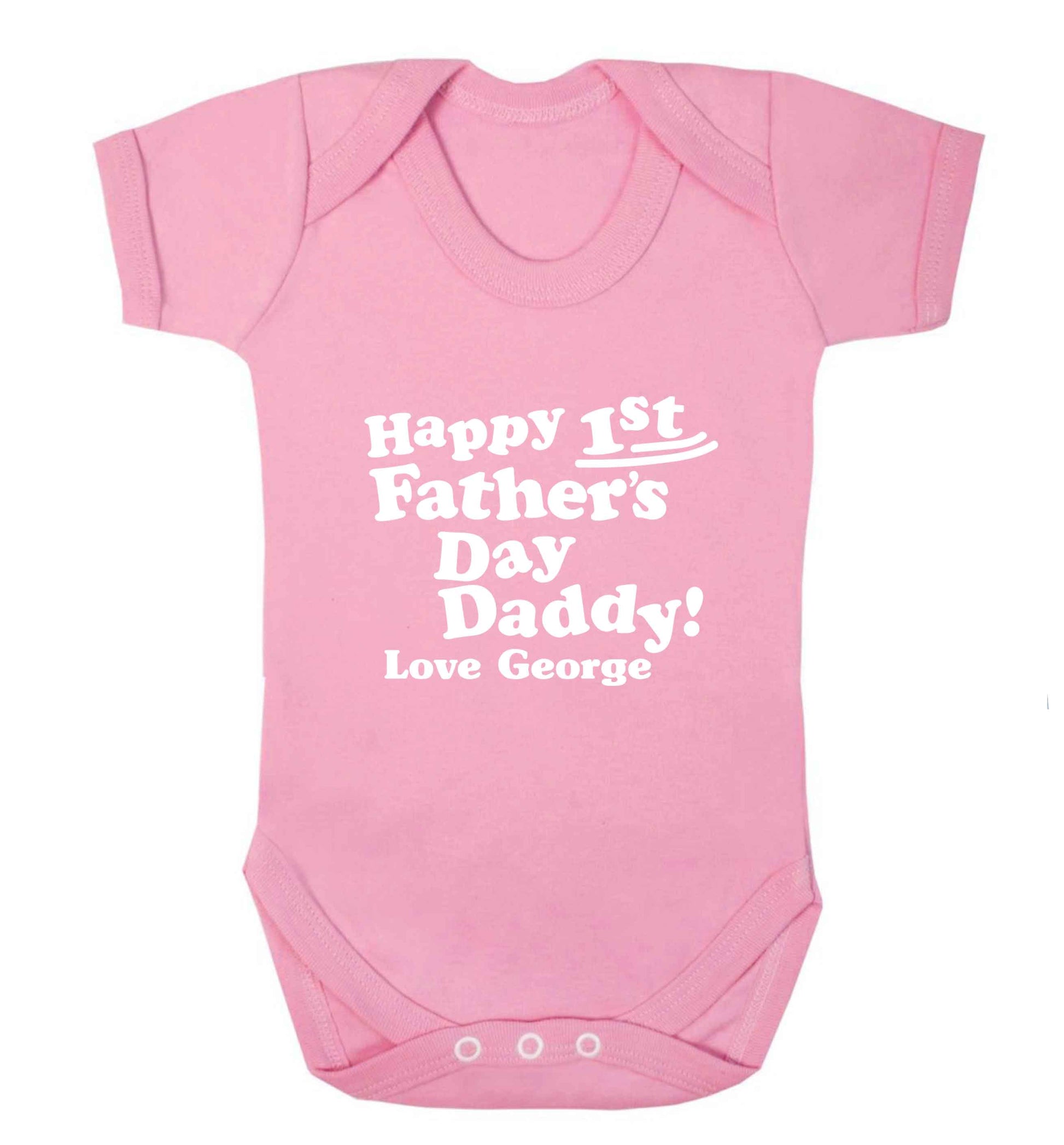 Personalised Happy first father's day daddy  baby vest pale pink 18-24 months