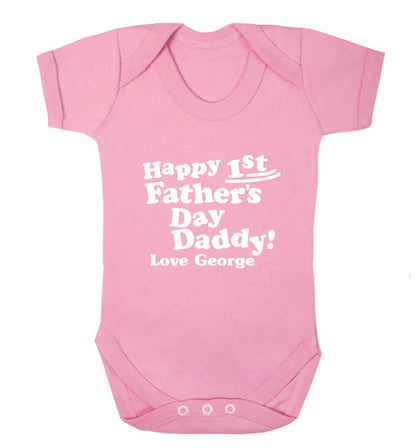 Personalised Happy first father's day daddy  baby vest pale pink 18-24 months