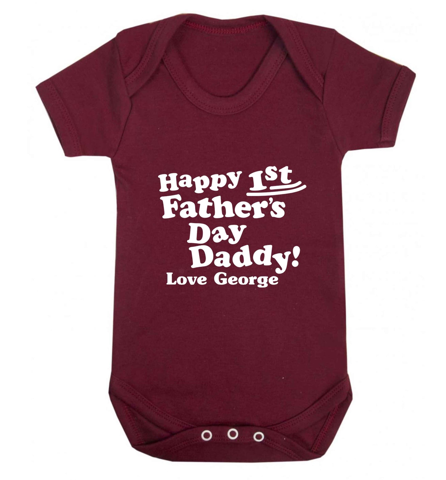 Personalised Happy first father's day daddy  baby vest maroon 18-24 months