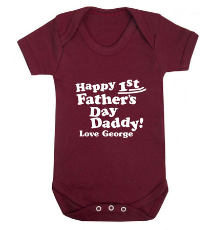 Personalised Happy first father's day daddy  baby vest maroon 18-24 months