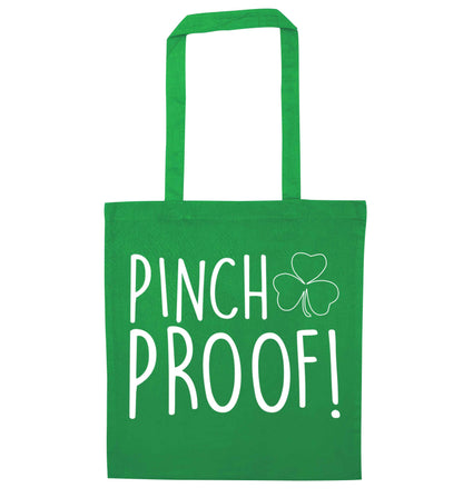 Pinch Proof green tote bag