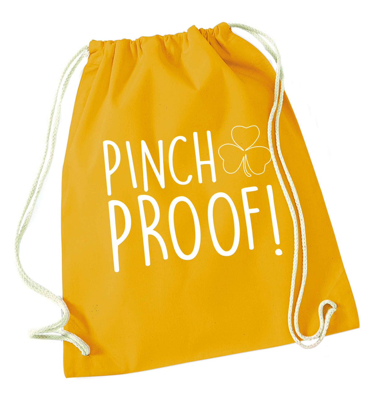 Pinch Proof mustard drawstring bag