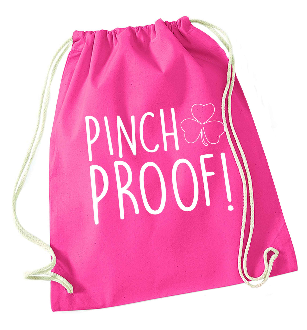 Pinch Proof pink drawstring bag