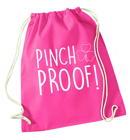 Pinch Proof pink drawstring bag