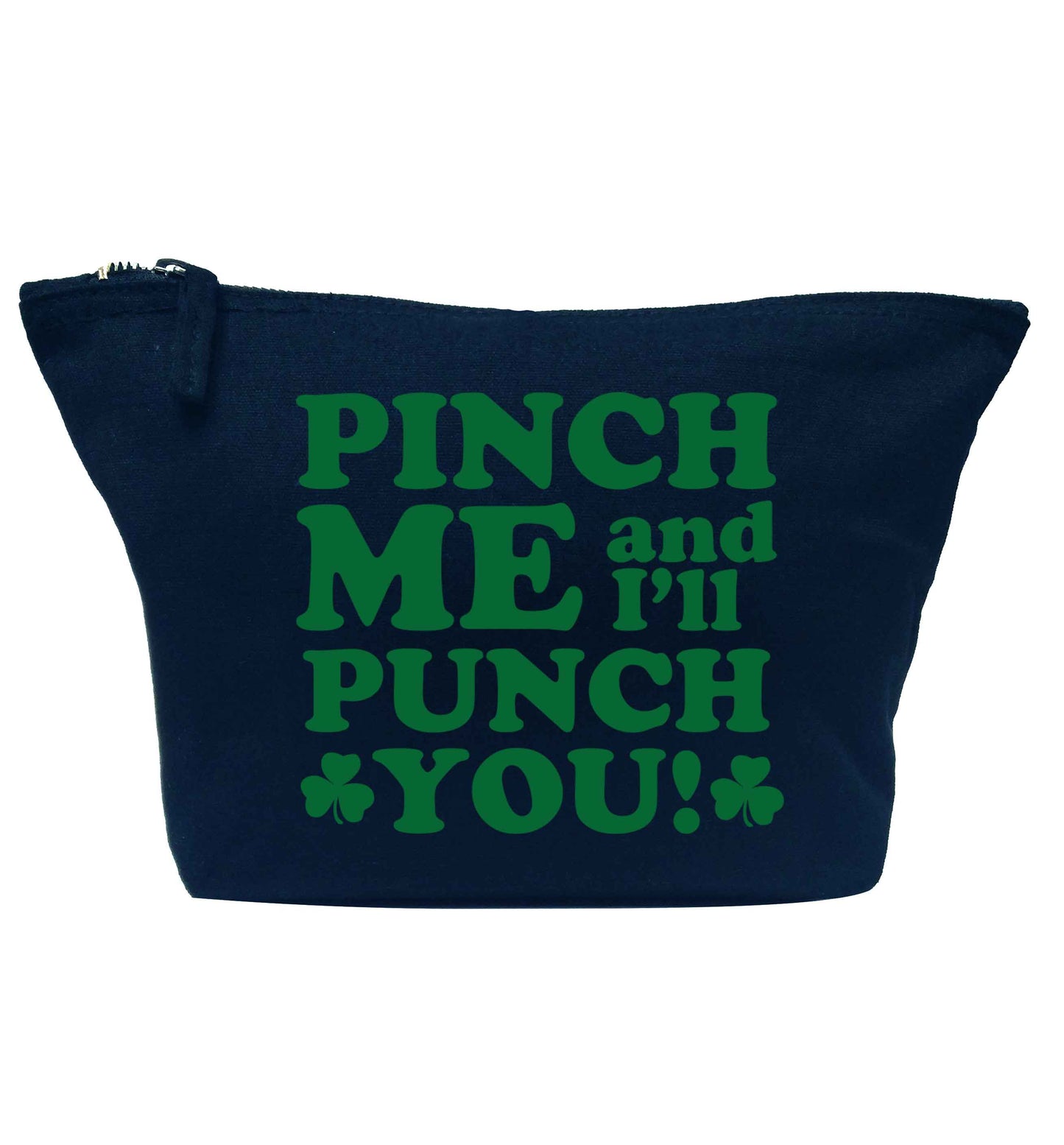 Pinch me and I'll punch you navy makeup bag