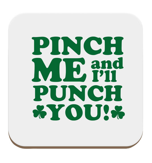 Pinch me and I'll punch you set of four coasters