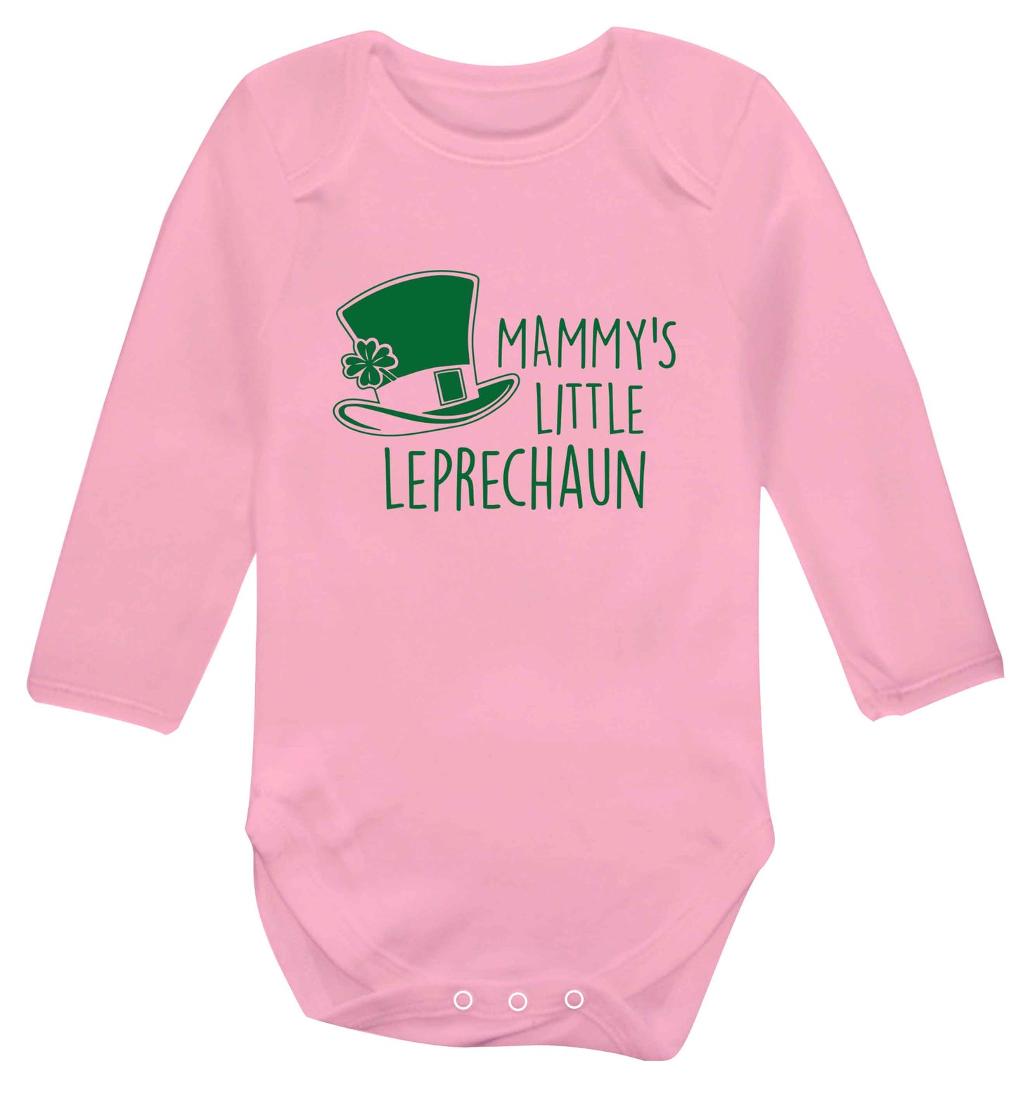 Mammy's little leprechaun baby vest long sleeved pale pink 6-12 months