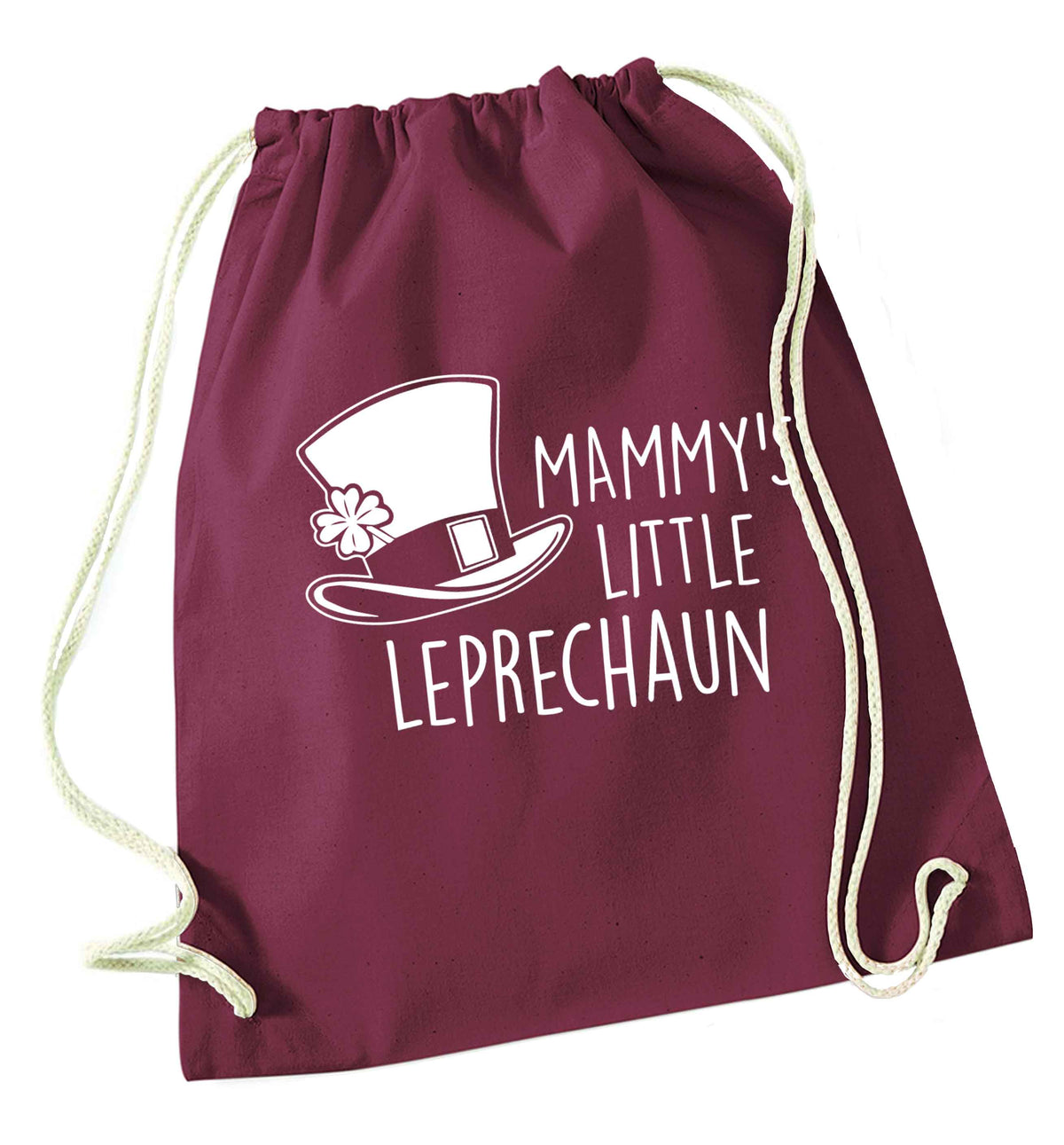 Mammy's little leprechaun maroon drawstring bag