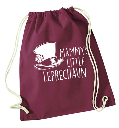 Mammy's little leprechaun maroon drawstring bag