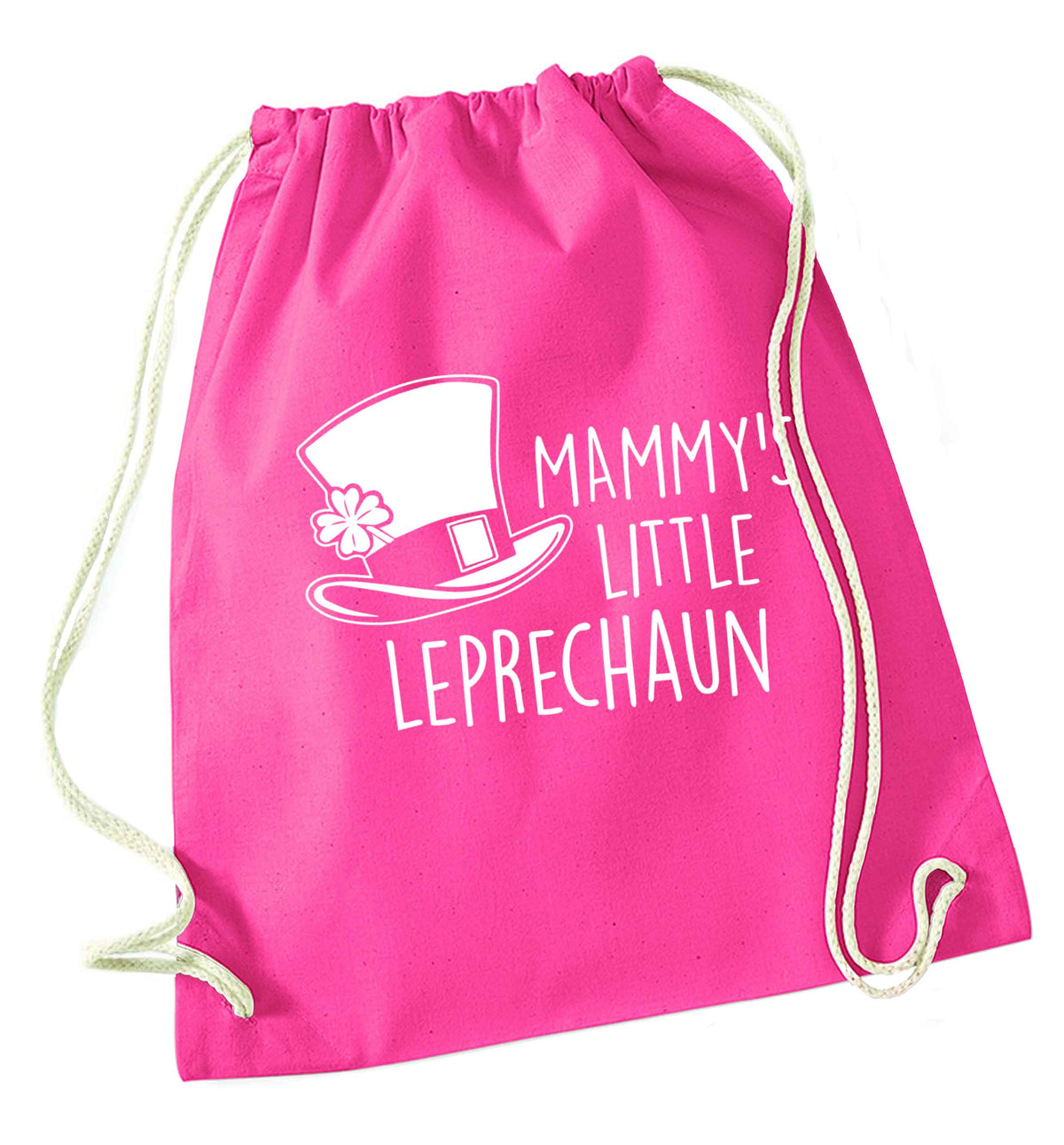 Mammy's little leprechaun pink drawstring bag