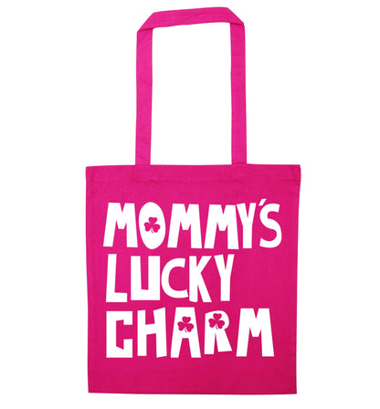 Mommy's lucky charm pink tote bag