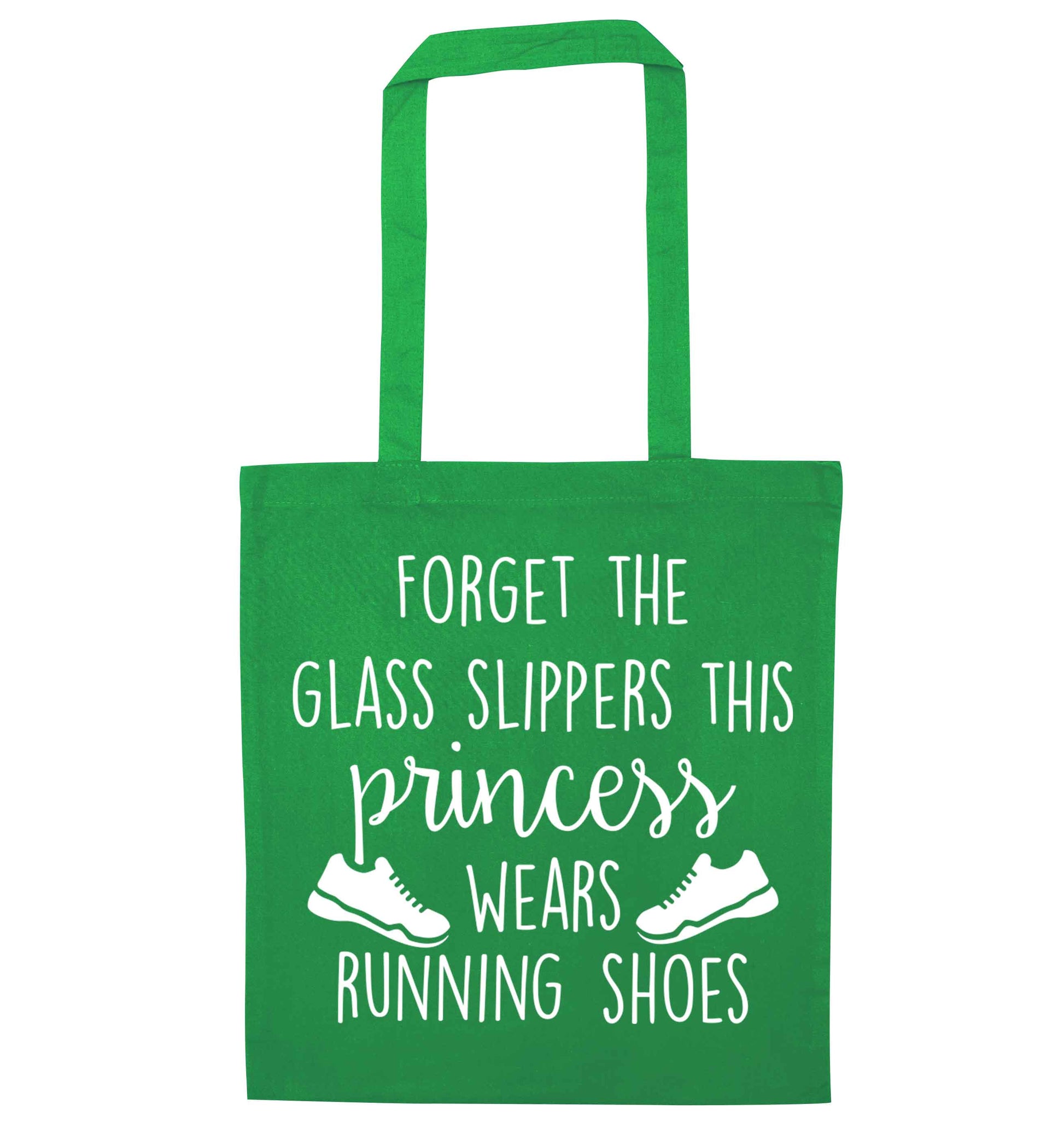 Forget the glass slippers this princess wears running shoes green tote bag