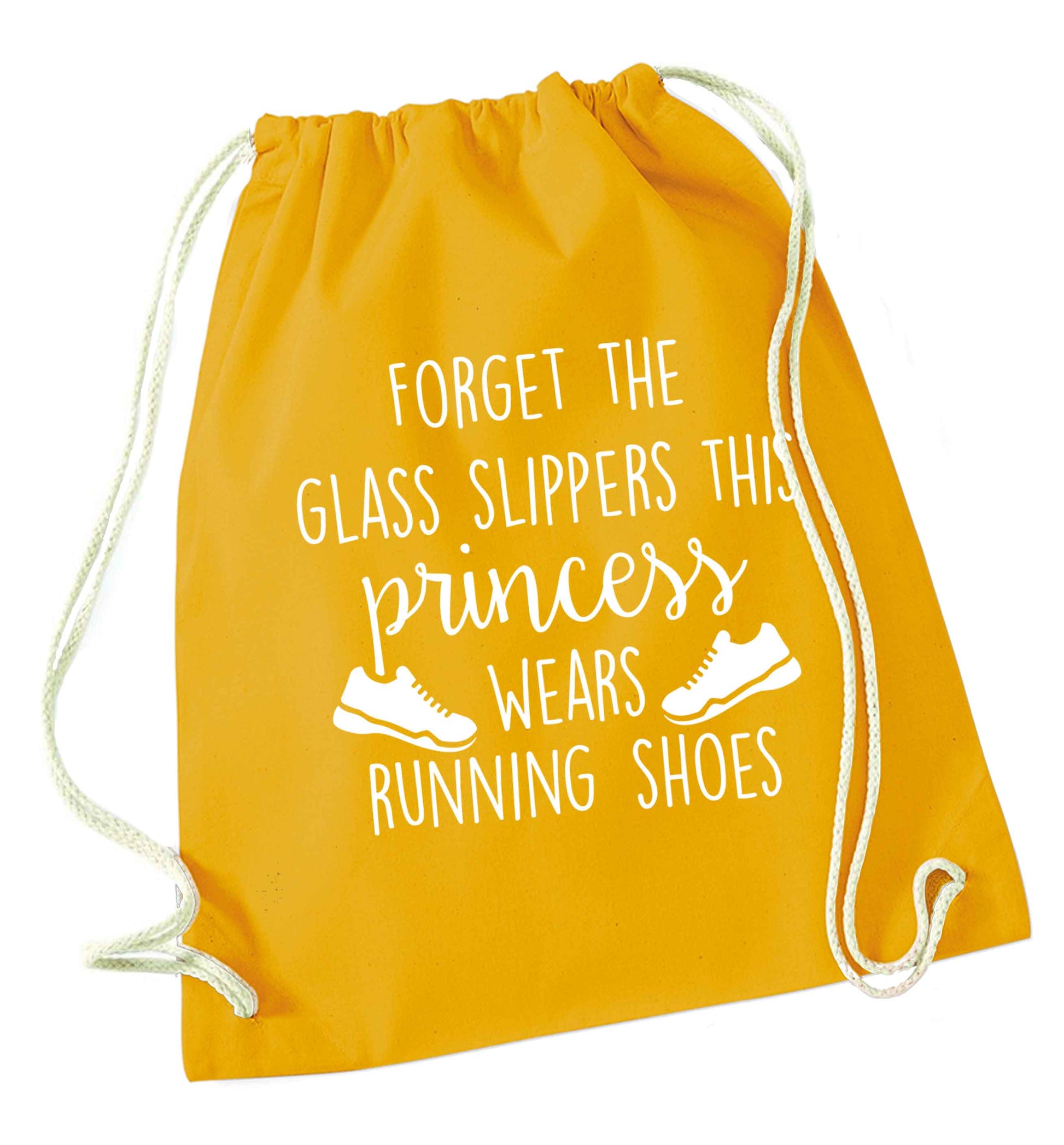 Forget the glass slippers this princess wears running shoes mustard drawstring bag