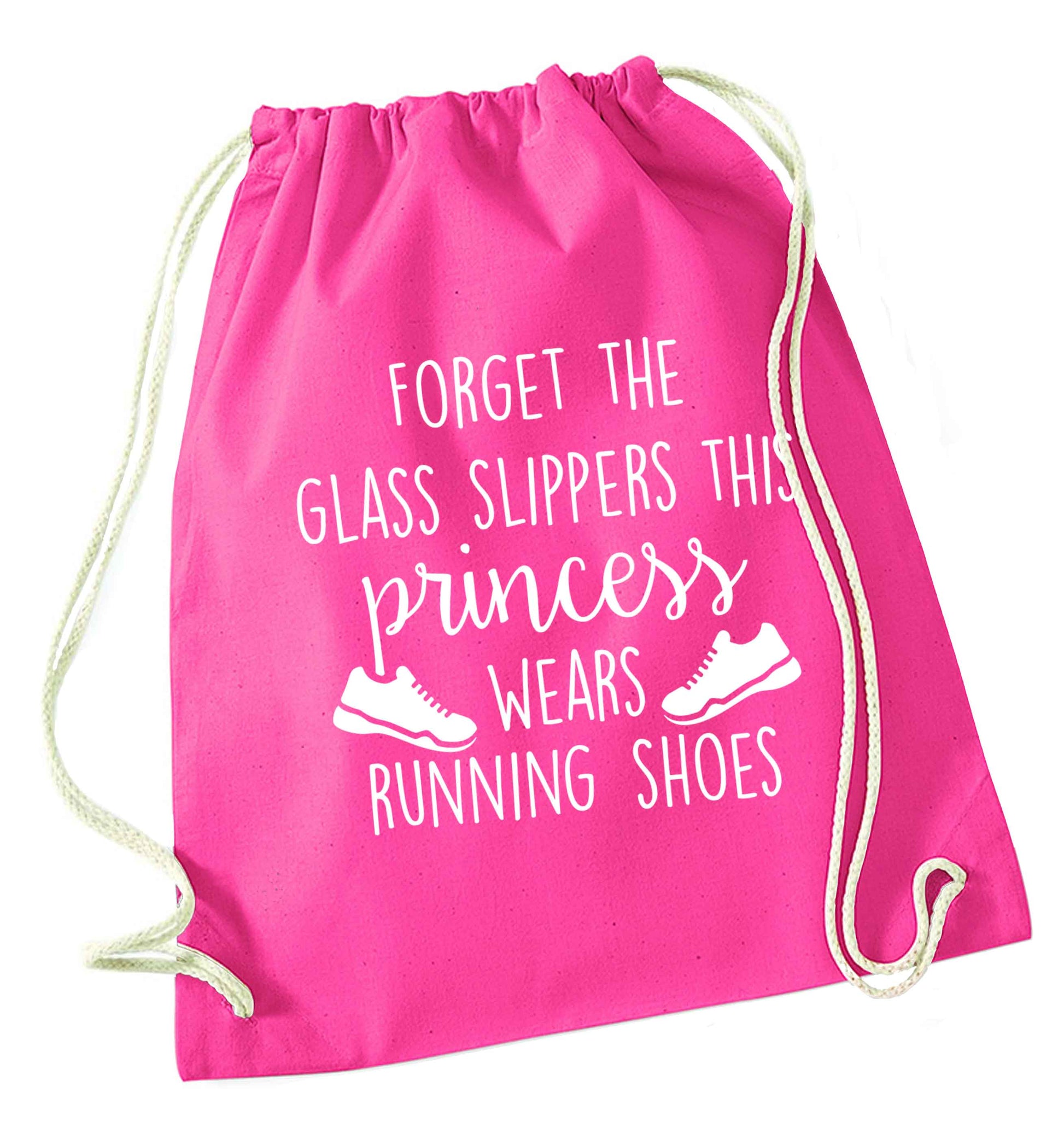 Forget the glass slippers this princess wears running shoes pink drawstring bag