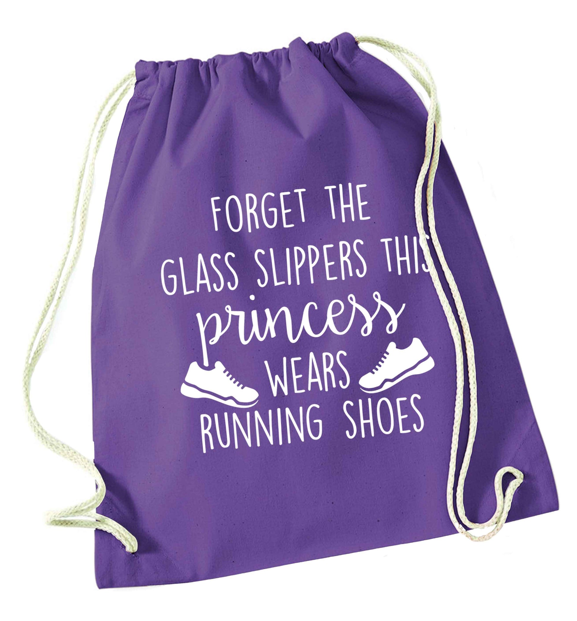 Forget the glass slippers this princess wears running shoes purple drawstring bag