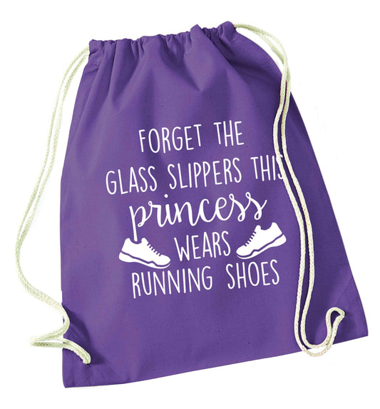 Forget the glass slippers this princess wears running shoes purple drawstring bag